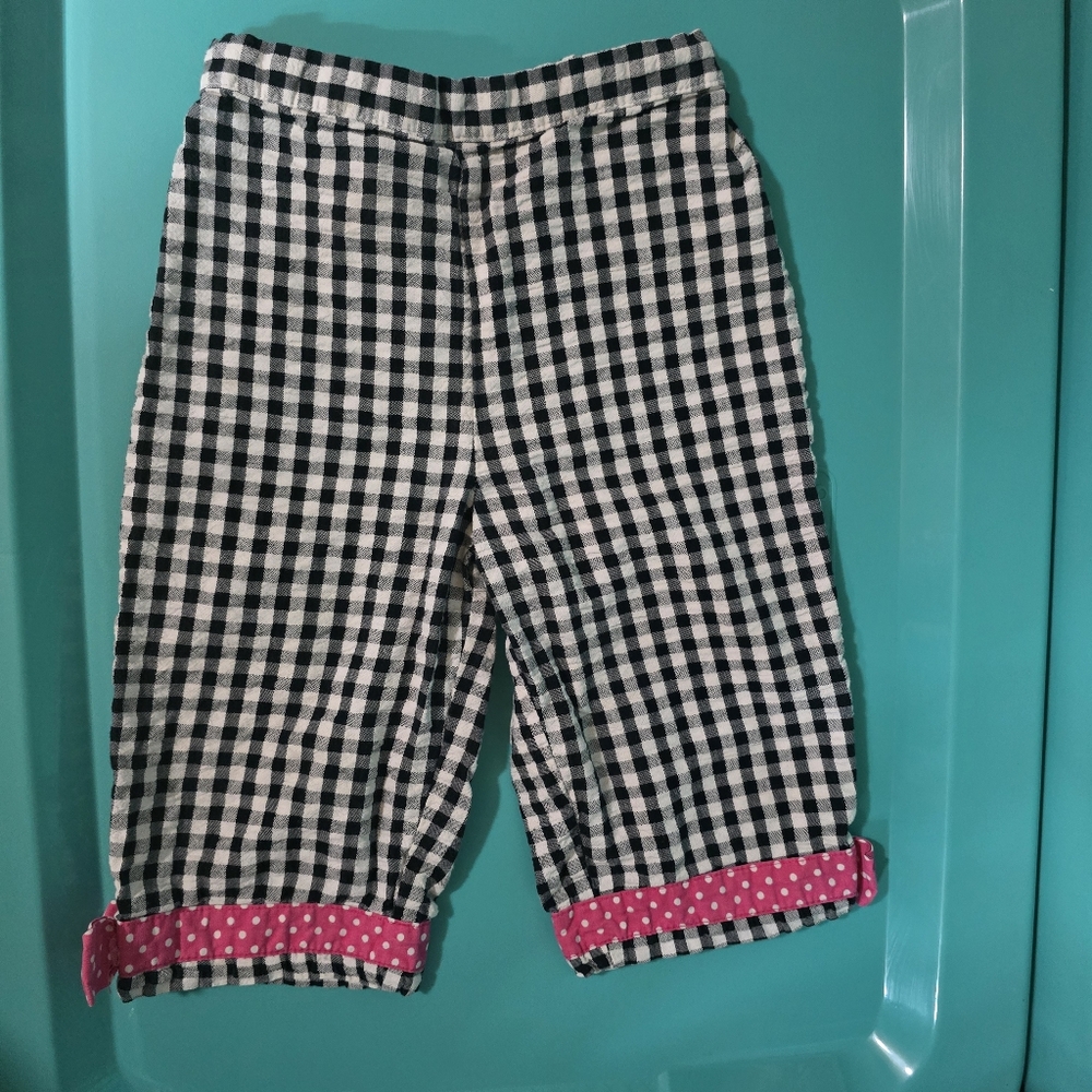 Specialty Girl Toddler 2T Plaid/Polka Dots Pants Kidcore Bow Picnic Chic Prairie